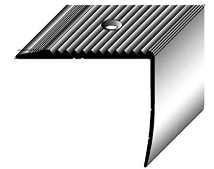 Treppenkantenprofil (42 mm x 50 mm) aus Aluminium eloxiert, gebohrt, silberfarbig
