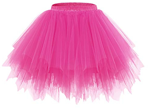 bridesmay Damen Tüll Tutu Rock, Rockabilly Karneval Petticoat Unterrock | Dreilagiger elastischer Tüllrock mit breitem Taillengummi. Geeignet für Ballett, Festivals & Vintage-Kostüme
