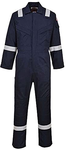 Portwest FR28 Leichter Antistatischer Overall Flammhemmend 10 Taschen | Marine, M, EN ISO 11611, EN ISO 11612, EN 1149-5, Polyester, Elastische Rückenfalte, Antistatisch, Knieschonertaschen