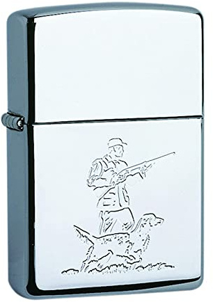 Zippo Sturmfeuerzeug - Hunter, High Polish Chrome, Lustre - Nachfüllbar - Wiederverwendbar - Windfestes Design - Geschenkbox - Made in USA
