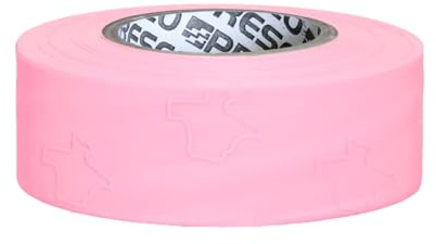 NO Adhesive, Presco Texas Roll Flagging Tape 2 mils Thick, 1-3/16 in. x 300 ft. (Pink)