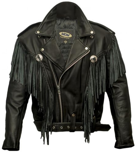 MDM Fransen Chopper läderjacka i svart, svart, 4XL