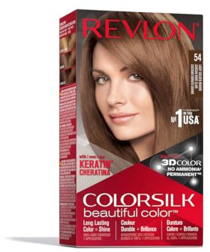 Revlon – Colorsilk Beautiful Color, Coloración Capilar Permanente, con Keratina y Aminoácidos, Color Intenso, Larga Duración, Sin Amoníaco, Resultado Natural, Tono 54 Castaño Dorado Claro