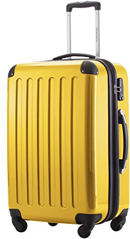 Hauptstadtkoffer ALEX Trolley Rigido Espandibile 65 cm (74 L) con Lucchetto TSA, Valigia da Viaggio Robusta con 4 Ruote Doppie, Giallo