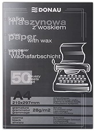 DONAU 1922950PL-01 Lot de 50 feuilles de papier carbone ciré Noir Format A4