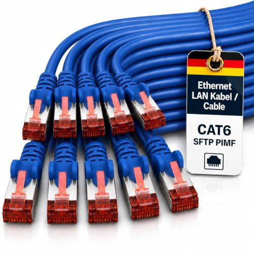 1aTTack.de 10x 1m Cat6 Cat.6 Ethernet-Kabel Cat 6 Netzwerk-Kabel Patch-Kabel RJ45 SFTP - Blau