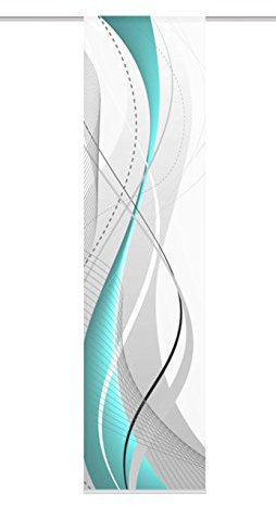 Home Fashion 87152 Schiebewand Digitaldruck Carlisle Dekostoff, 245 x 60 cm, Farbe:Petrol
