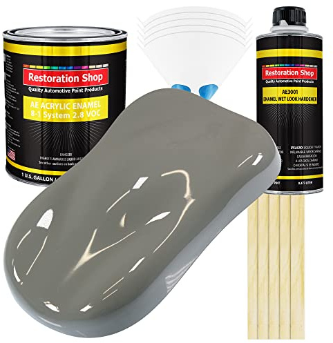 Restoration Shop - Dove Gray Acrylic Enamel Auto Paint - Complete Gallon Paint Kit - Professional Single Stage High Gloss Automotive, Car, Truck, Equipment Coating, 8:1 Mix Ratio, 2.8 VOC