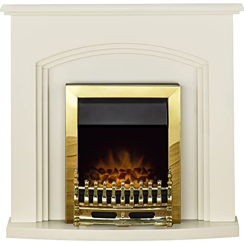 Adam Truro Fireplace Suite in Cream with Blenheim Electric Fire in Brass, 41 inch