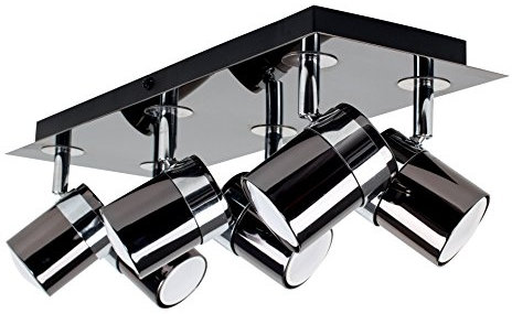 MiniSun | Modern Rectangular 6 Way Adjustable Ceiling Spotlight in a Black Chrome Finish | Ceiling Spots, Home Décor & Improvement Essential