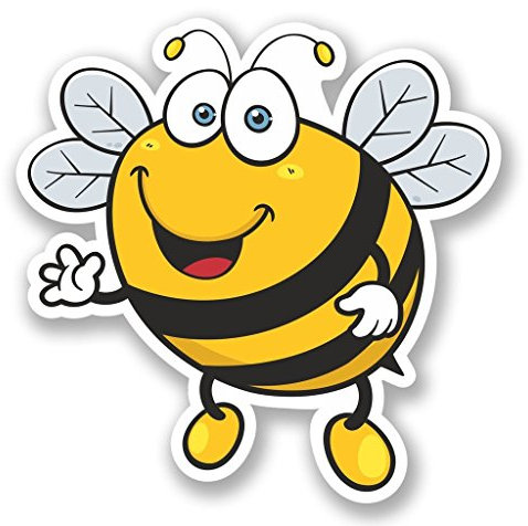 2 x 10cm/100mm Happy Bee Vinyl Sticker Decal Laptop Travel Luggage Car iPad Sign Fun #5346