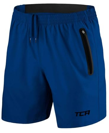 TCA Elite Tech Pantaloncini Palestra Uomo con Tasche Laterali - Pantaloncini Running Uomo - Pantaloni Corti Sportivi da Corsa e Allenamento - Abbigliamento Sportivo - Blu, XL