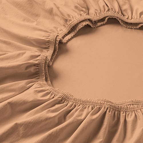 ESTELLA Spannbetttuch Zwirnjersey | Sand | 100x200 cm | bügelfreie & trocknerfeste Qualität | Rundumgummi | 97% Baumwolle