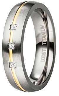 DOOSTI Damen Freundschaftsring/Partnerring Present mit Zirkonia Titan mit Gratis Gravur