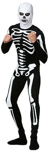 Adult Cobra Kai Skeleton Costume | Men's Karate Kid Movie Outfit, Jumpsuit, Mask Large