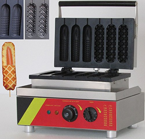 Hanchen Muffin Hot Dog Maker Baker Commercial Hot Dog Machine 6 PCS Corn Shape No-Stick Waffle Maker for American corn dog |Muffin Sausage Waffles NP-528 with CE 220V