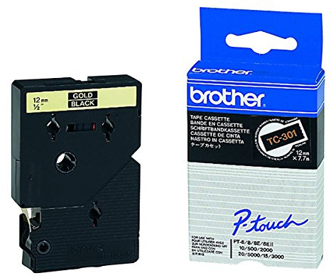 Brother TC301 Schriftbandkassetten 12mm schw./gold