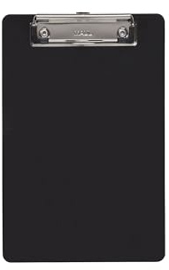 MAUL porte bloc A5 | Porte bloc en plastique au format DIN A5 vertical | Clipboard à suspendre | Pince pour ranger le papier | Pour le bureau, la cuisine et l'atelier | Noir