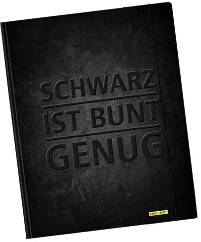online Sammelmappe schwarz din a4, Mappe mit Gummizugverschluss, Dokumentenmappe mit schönem Print, stabiler Karton, 250x330 mm, Postmappe für Schule und Büro, für Schüler und Erwachsene