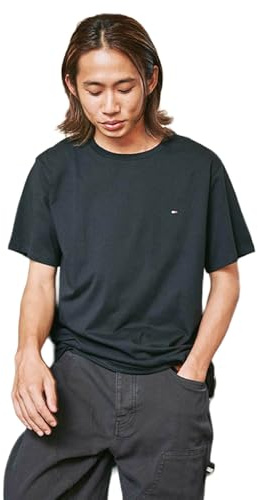 Tommy Hilfiger Herren T-Shirt, Slim Passform, Baumwolle, Schwarz (Flag Black 083), M