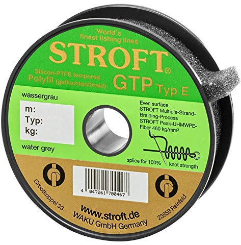 STROFT Schnur GTP Typ E Geflochtene 250m Wassergrau (E5-0,250mm-12,00kg)