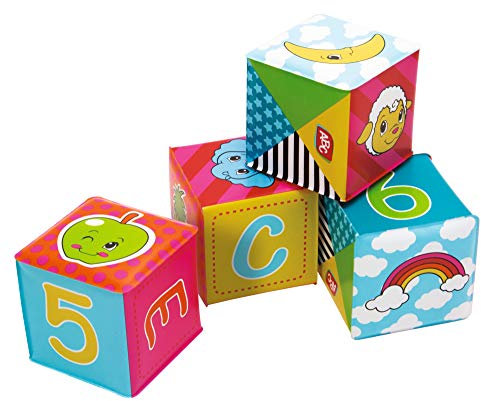 Simba 104011642 - ABC weiche Stapelwürfel 8 x 8 cm S 40116421 Mehrfarbig 6 Stück (1er Pack)