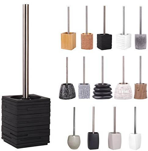 Sanilo Brosse WC et Porte Brosse, Grande sélection de balayettes de Toilette, Manche en Acier Inoxydable, avec tête de Brosse remplaçable, Facile d'entretien (Calero Black)
