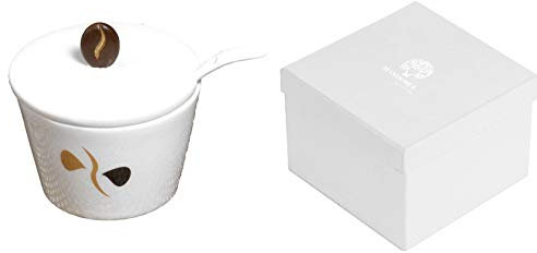 Azucarero con cuchara – Bombonera de porcelana, confeccionada con elegante caja, colección Mandorle