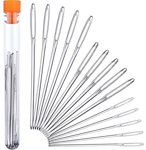 15 Stück Stumpfe Nadel Stahl Groß Auge Garn Sticknadel Nähnadel, 3 Größe