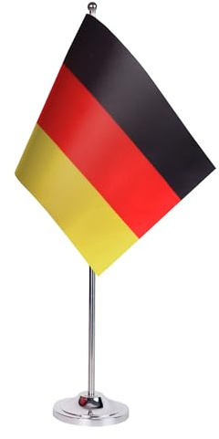 AZ FLAG Bordsflagga Tyskland 22x15 cm Bordsbanér Tysk Satin Metallfot
