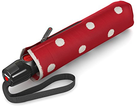 KNIRPS T.200 Medium Duomatic fällbart paraply, 28 cm, Röd (prickig konst röd), 28 cm, Fällbart paraply