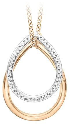 CARISSIMA Damen-Collier 9ct Two Colour Diamond Cut Double Oval Pendant Necklace 18 375 Bicolor-2.46.1819