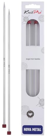 KnitPro Nova Aiguilles Droites en métal 30 cm, Argent