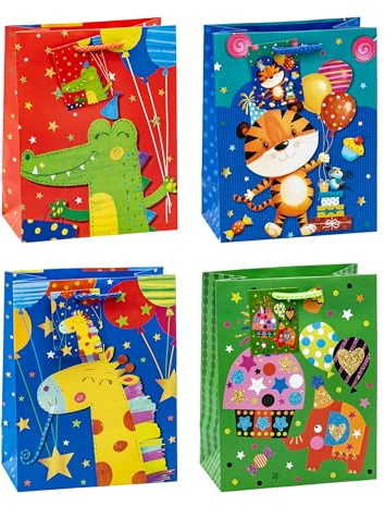 TSI Geschenktüten TIERPARTY, 12er Packung, Größe: Mittel (HxBxT 23 x 18 x 10 cm), Art. Nr. 86014
