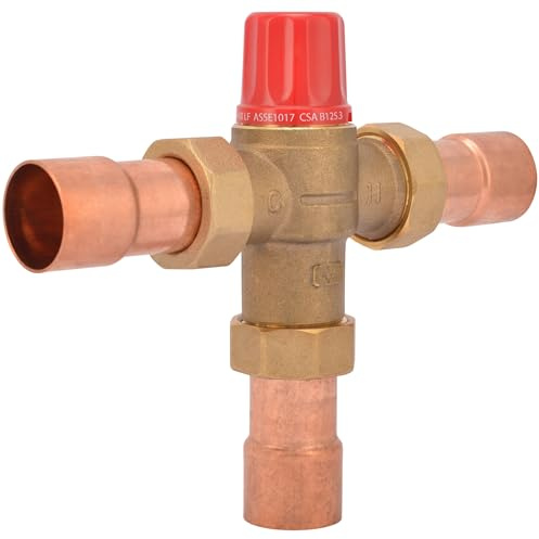 Cash Acme 1 Inch HG110-HX Thermostatic Mixing Valve with Sweat Connections and Integral Checks, Brass Plumbing Fitting, 24515