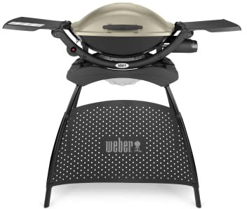 Weber Q2000 Gas Barbecue 55 x 39 cm with Stand and Fold-Out Side Tables Titanium (53060379)