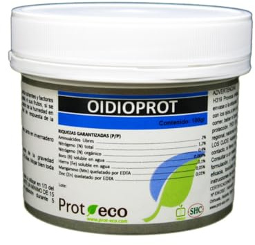 Oidioprot 100 g – Tratamiento ecológico contra oídio | Fungicida Natural para Plantas, huertos y jardinería | PROT‑Eco | Polvo Soluble de Origen Vegetal