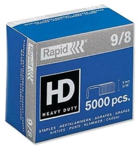 Rapid 24871000 häftklamrar 9/8 mm Super Strong, förzinkad, 5 000 stycken