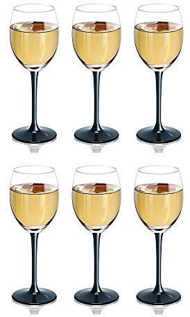 SOLAVIA Lot de 6 verres à vin en verre transparent de 250 ml, H 20 cm, avec pied noir