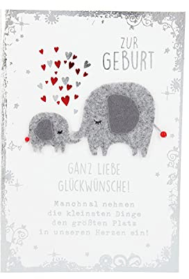 Depesche 3003.050 Glückwunsch-Karte zur Geburt, elegante Grußkarte mit passendem Spruch, ohne Innentext, inkl. Umschlag, 17,5 x 12,5 cm