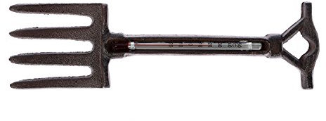 Homescapes - Termometro da giardino in ghisa, a forma di forchetta da giardino