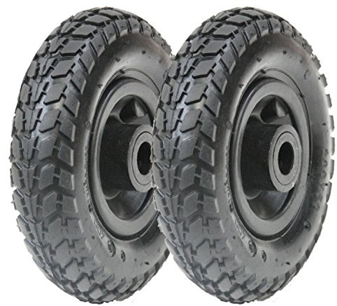 Parnelss - 2 Pneus Pompés avec Chambres à Air, 200x50 mm - Pneus 4 Plis, Jante en Plastique, Roulement à Rouleaux 20 mm, Diamètre 200 mm, Largeur 50 mm, Longueur du Moyeu 60 mm, 100 kg par Roue
