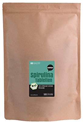 Wohltuer Bio-Spirulina 500g + 1.250 Presslinge + Roh mit Vitamin B1, B2, B3, B12, Vitamin E und Vitamin K + Natur pur ohne künstliche Zusätze