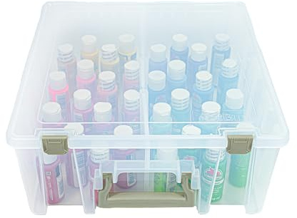 ArtBin 6990AB Super Satchel Double Deep Compartment Box - Art Storage with 8 Removable Compartments, Smart Closure for Craft Supplies (Gold- Pack of 1)