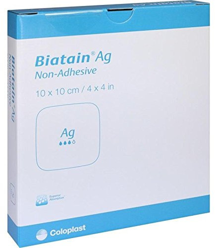 BIATAIN Ag Schaumverband 10x10 cm nicht haftend 5 St