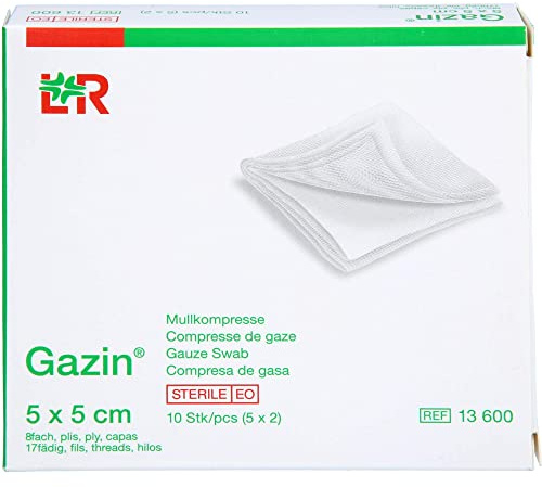 Gazin Mullkompressen 5 x 5 cm 8fach steril, 10 St. Kompressen