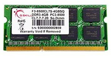G.Skill F3-8500CL7S-4GBSQ - Memoria RAM (DDR3, 1066 MHz, 4 GB, CL7. 204-pin)
