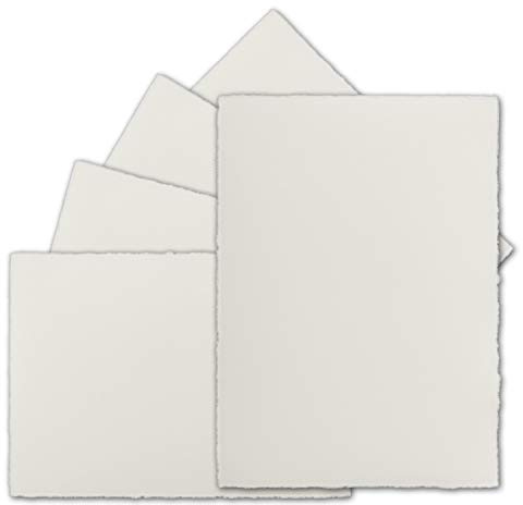25 Stück DIN A5 Vintage Karten, Büttenpapier, 148 x 210 mm, Natur-Weiß halbmatt - ohne Falz - Vellum Oberfläche