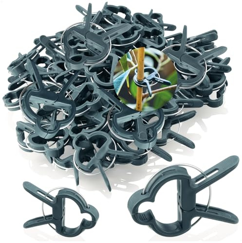 com-four® 60x Pflanzenklemmen, Rankhilfen zur Sicherung von Pflanzen | Pflanzenklammern in 2 Größen - Rankkäfige für Tomaten - Rosenklammern - grüne Pflanzenclips
