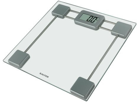Salter Glass Digital Bathroom Scales – Electronic Body Weighing in Kg/St, Toughened Glass Platform, Easy to Read Display, Step On Feature for Instant Weight Reading, 15 Yr. Guarantee